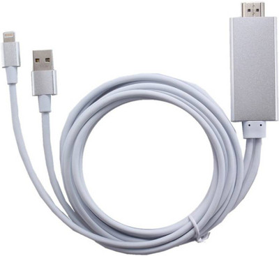 

Axcess 3 in1 Android/Lightning Type C to HDMI Cable Lightning / Android Cellphones ipad media Sync to HDMI TV HDMI Cable(Silver)