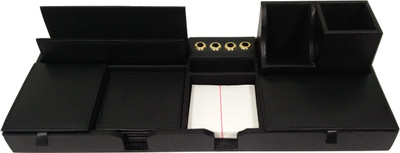 

Essart 5 Compartments Outer body is made up of Faux Leather, Inner body is made up of soft velvet Desk Set(Black)