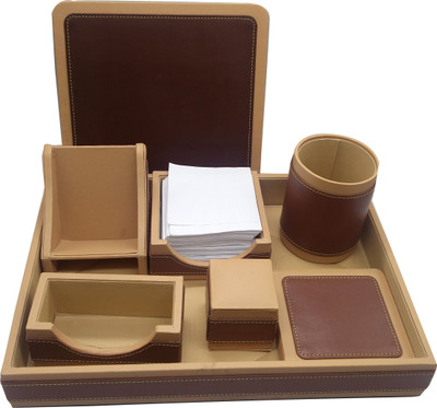 

Essart 1 Compartments Outer body is made up of Faux Leather, Inner body is made up of soft velvet Desk Organiser Set(Tan, Beige)