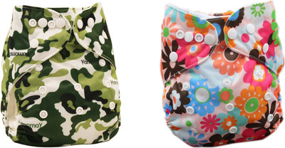 

Babymoon (SET of 6 - 2 Cloth Diapers & 4 Wetfree 5Layers Bamboo Inserts) Designer Premium Reusable, Washable, Pocket Cloth Diaper Nappie - L(6 Pieces)