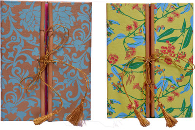 

DI-KRAFT A5 Diary(Set of Two bamboo diary with bookmark, Green, golden, Pack of 2)