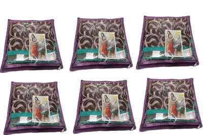 

Addyz Plain Pack of 6 Pieces Plain Single Satin Saree Cover Salwar Suit Kamiz Cover Up to 1 Saree or Salwar in Each Saree Storage Bag(Purple)