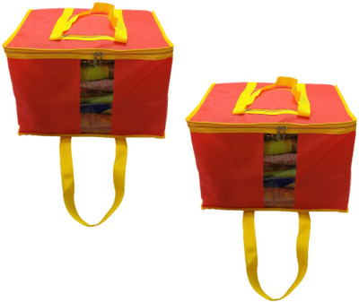 

Addyz Plain Pack of 2 Large Double Size Non Woven Saree cover Salwar Suit Kamiz Cover Multipurpose Storage Bag(Red)