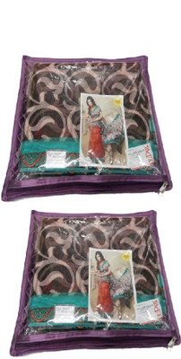 Addyz Plain Pack of 2 Pieces Plain Single Satin Saree Cover Salwar Suit Kamiz Cover Up to 1 Saree or Salwar in Each Saree Storage Bag(Purple)