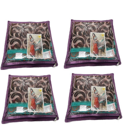 

Addyz Plain Pack of 4 Pieces Plain Single Satin Saree Cover Salwar Suit Kamiz Cover Up to 1 Saree or Salwar in Each Saree Storage Bag(Purple)