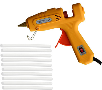 

Glun Crown Yellow 60W 100W Copper Nozzle Heavy Duty With 10 Milky White Sticks Dual Temperature Corded Glue Gun(11 mm)