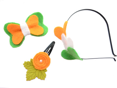 

Pretty Ponytails India Tricolor Hair Accessories Gift Set Saffron Orange Green White Hair Accessory Set(Orange, Green, White)