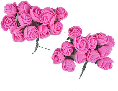 Confidence Hair Accessories Flowers (SET OF 24 FLOWERS) (Dark Pink) Hair Accessory Set(Pink)
