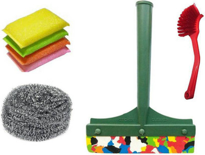 CROWN KITCHEN WIPER WITH CLEANING SCRUB Mop Set, Kitchen Wiper, Scrub Pad, Toilet Brush