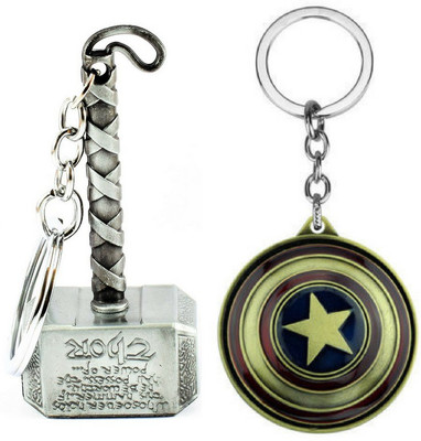 

Techitry Thor Hammer and Captain America Rotating Shield Metal Key Chain