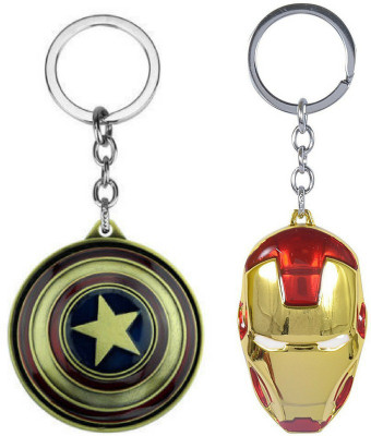 Techitry Captain America Rotating Shield and Iron Man Mask Key Chain