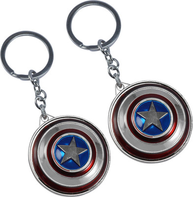 

Saamarth Impex Marvel Captain America Shield Silver Color Round 2 Piece Key Chain Key Chain