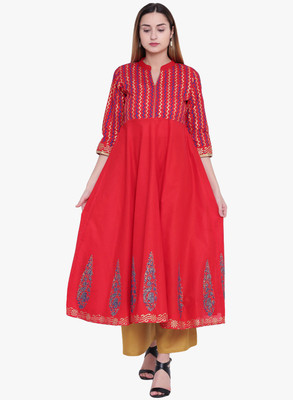 Varsha Fashion Women Printed Flared Kurta(Multicolor)