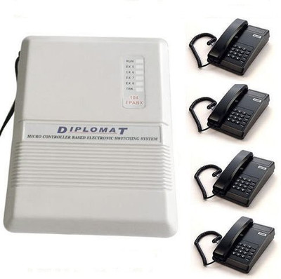 

GRD Diplomat EPABX 104 Intercom System and 4 Beetel Phone set Corded Landline Phone(Black)