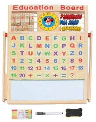 

Taaza Garam Kids High Quality Educational Learning Board Multipurpose Double-Sided Magnetic Wooden Writing Mathematical Calculations & English Alphabets White and Black Board - Gift Toy(Multicolor)
