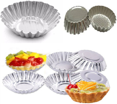 

BESDEALS.IN - Cake Cookie Mold,Cup Tart Mould - Set of 8 Pieces. Silver Kitchen Tool Set(Silver)
