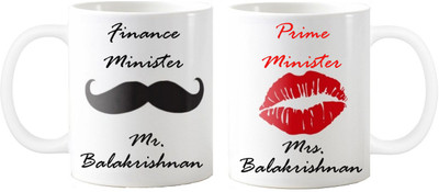 

Exoctic Silver Anniversary Mrs.n Mr.BALAKRISHNAN Couple Gift Sl04 Ceramic Mug(330 ml, Pack of 2), Black;red