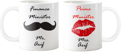 

Exoctic Silver Anniversary Mrs.n Mr.ARIF Couple Gift Sl04 Ceramic Mug(330 ml, Pack of 2), Black;red