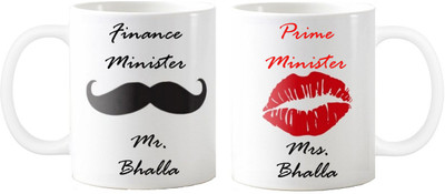 

Exoctic Silver Anniversary Mrs.n Mr.BHALLA Couple Gift Sl04 Ceramic Mug(330 ml, Pack of 2), Black;red