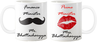 

Exoctic Silver Anniversary Mrs.n Mr.BHATTACHARYYA Couple Gift Sl04 Ceramic Mug(330 ml, Pack of 2), Black;red
