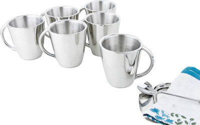 

Sayee Satinless Steel coffee mug Stainless Steel Mug(150 ml, Pack of 6), Silver