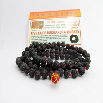 SHIVOHAM Original Black Rudraksha 108+1 Beads, 5 Mukhi Wood Necklace