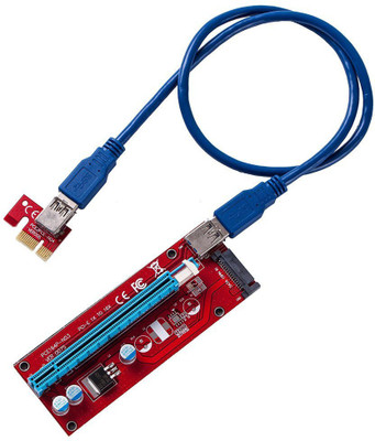 ACUTAS USB3.0 PCI-E PCI Express 1X to 16X Riser Card Adapter + 60cm15pin SATA Cable Network Interface Card(Red) available at flipkart for Rs.539