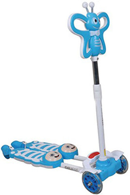 

Happy GiftMart Happy GiftMart Blue Butterfly Style 4 Wheel Self Propelled Height Adjustable Kids Scooter With Light And Music(Blue)
