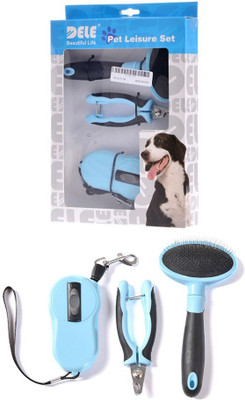 

DELE Pet Grooming Leisure Comb Kit Set T-005 (Pack of 3) For Dog/Cat/Teddy | Grooming Gloves for Dog(Blue, Fits All)