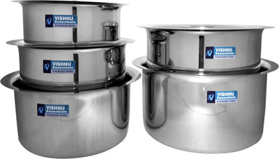 

Vishnu Essentials Premium tope without lid Pot 1 L(Stainless Steel, Induction Bottom), Silver