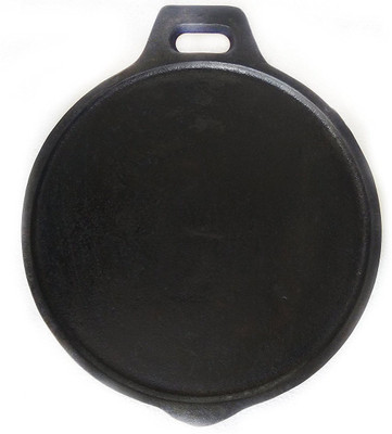 ekitchen Fully Seasoned Cast Iron + Flat Tawa Tawa 28 cm diameter(Cast Iron), Black