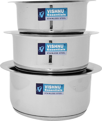 

Vishnu Essentials Anupam without lid Sauce Pan 12 cm diameter(Stainless Steel, Induction Bottom), Silver