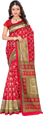 Jaanvi Fashion Digital Print Bollywood Art Silk Saree(Red)