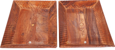 

KDT Wooden Rectangle Shape Serving Snacks Tea Coffee Drinks Tray - Set of 2 Bowl Tray Serving Set(Pack of 2)