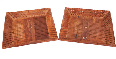 

KDT Wooden Square Shape Serving Snacks Tea Coffee Drinks Tray - Set of 2 Bowl Tray Serving Set(Pack of 2)
