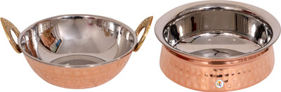 

KDT Copper Steel Donga With Kadhai Bowl Tray Serving Set(Pack of 2)