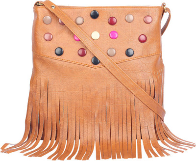 

Foki Women Casual Tan PU Sling Bag