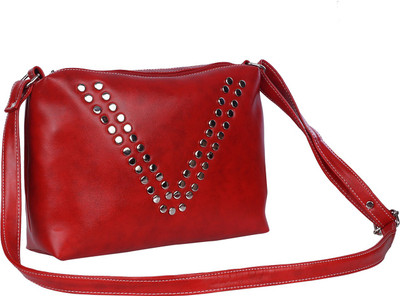 

Leather Land Girls Casual Red Leatherette Sling Bag