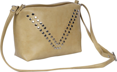 

Leather Land Girls Casual Beige Leatherette Sling Bag