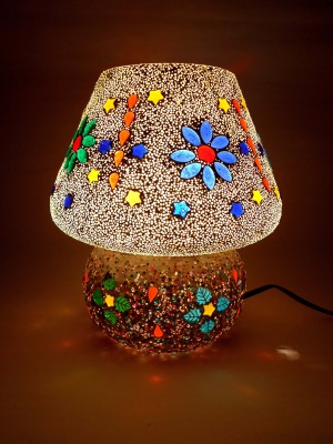 SUSAJJIT DECOR Marvelous Night Lamp Splendid work of Mosaic Art Decorative Table Lamp for Bedroom/Living Room Decoration Night Lamp(21.5 cm, Multicolor)