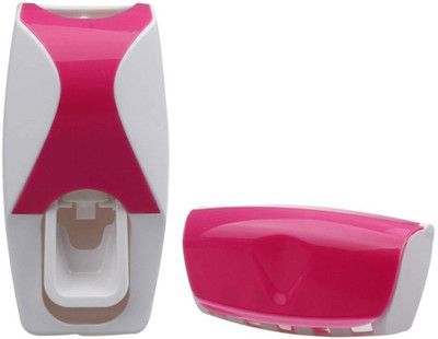 

Shadowfax Automatic Toothpaste Dispenser with 5 Toothbrush Holder Set Plastic Toothbrush Holder(Pink, White, Wall Mount)