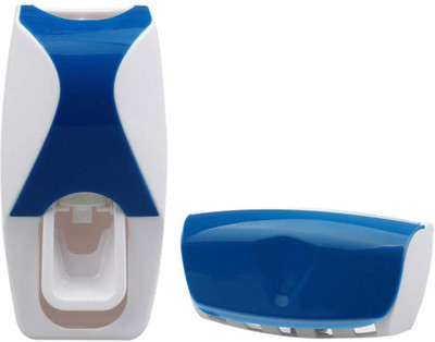 

Shadowfax Automatic Toothpaste Dispenser with 5 Toothbrush Holder Set Plastic Toothbrush Holder(Blue, White, Wall Mount)