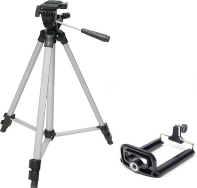 

ReTrack RT-330A 3-Way Head Rotation Adjustable Aluminum 51cm To 135cm Extendable Camera-Tripod With Bracket And Bag Tripod(Silver, Supports Up to 2000 g)