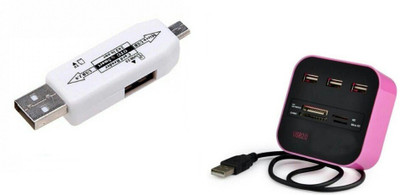 

Freya Usb 3 Port Combo HUB Card Reader WITH MICRO USB OTG CARD READER USB Adapter(Multicolor)