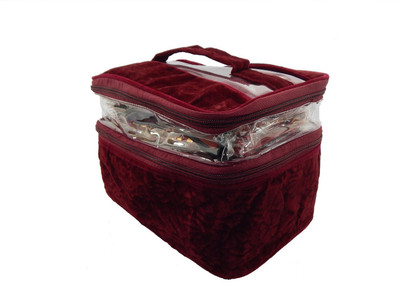 

RK Brands Velvet 2 Partition Portable Vanity Bag Multipurpose, Makeup Vanity Box(Maroon)
