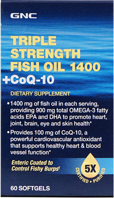

GNC Triple Strength Fish Oil With CoQ10 for Healthy Cholesterol Level Softgels(60 No)