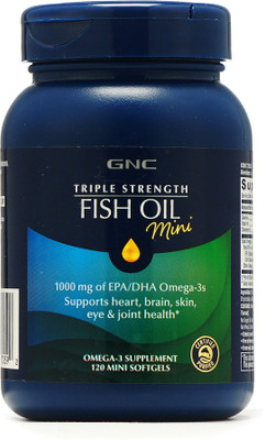 

GNC Triple Strength Fish Oil Mini Supports Heart, Brain, Skin, Eye & Joint Health Softgels(120 No)