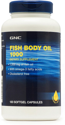 

GNC Fish Body Oil with Omega -3 Fatty Acids (180 Softgel Capsules)(1000 mg)