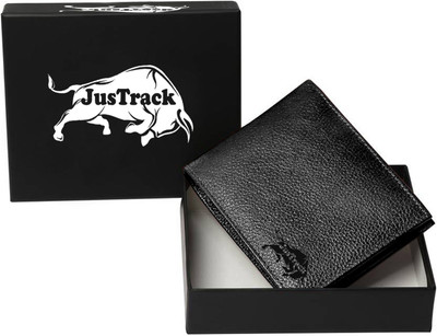 

JusTrack Men Black Genuine Leather Wallet(5 Card Slots)