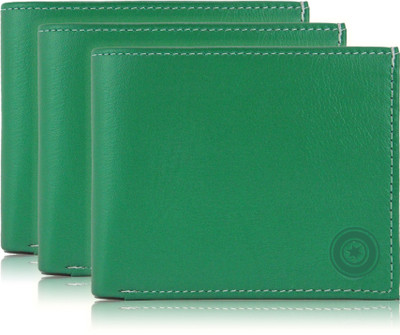 

POLLSTAR Men Green Genuine Leather Wallet(6 Card Slots)